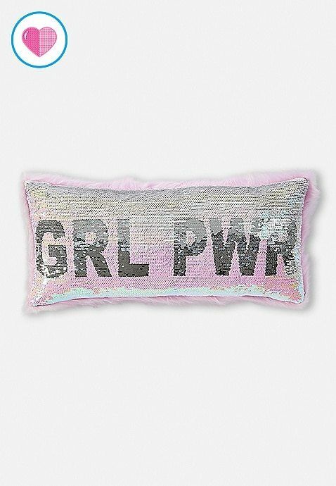 Justice Purple Silver Reversible Flip Sequins Plush Throw Pillow New Girl Power - Fresh Stock Dated February 2026