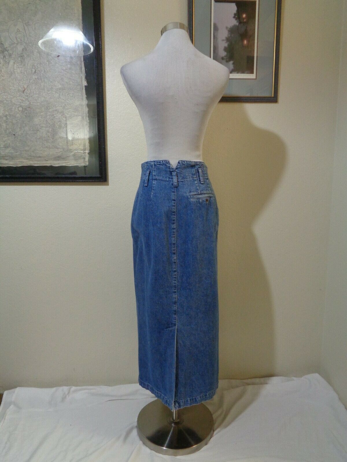 80s BANANA REPUBLIC SAFARI & TRAVEL CLOTHING CO DENIM HIGH WAIST PENCIL SKIRT - Fresh Stock Dated February 2026