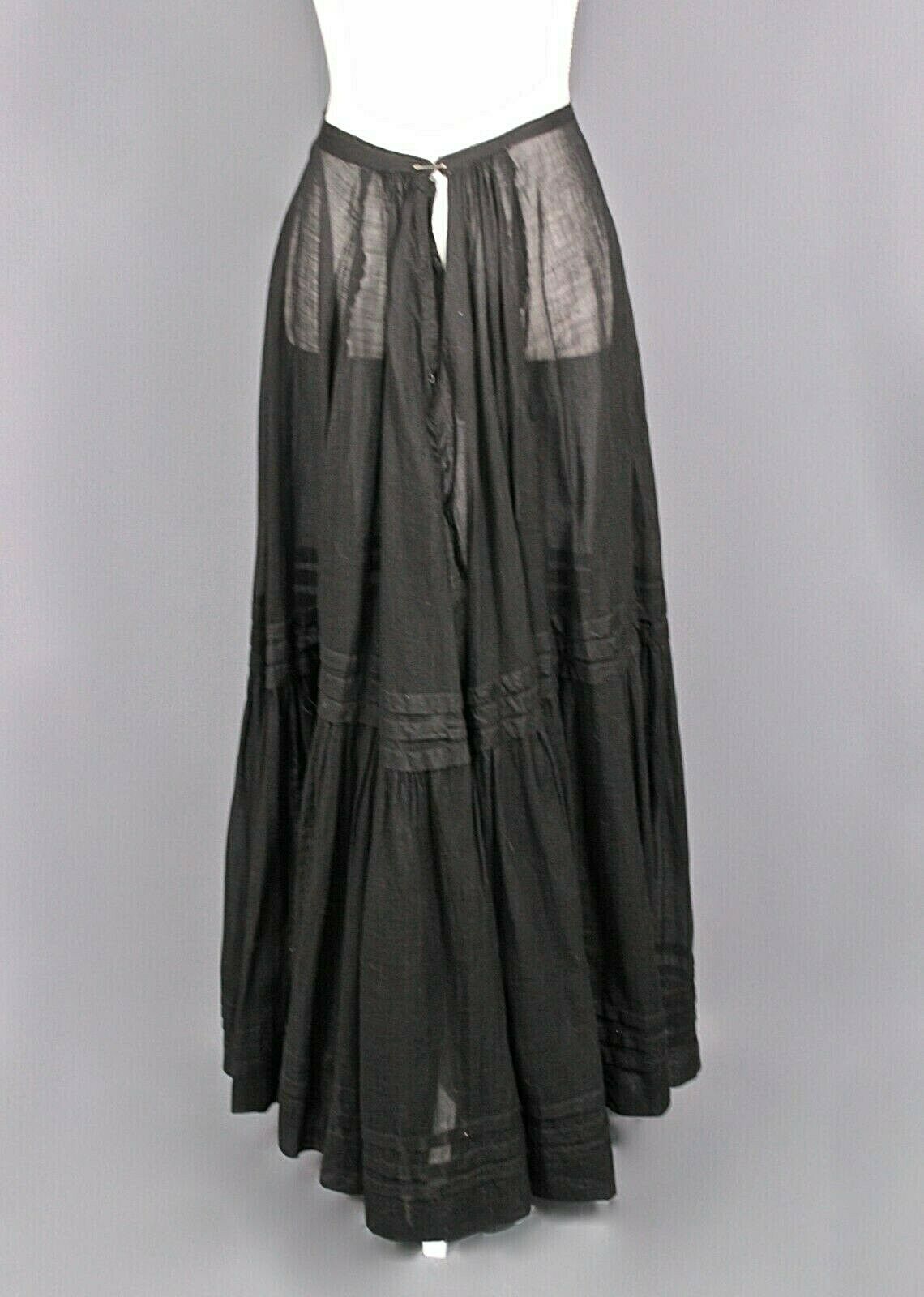 VTG Women's Antique Edwardian Early 1900s Sheer Black Skirt Sz S - Fresh Stock Dated February 2026