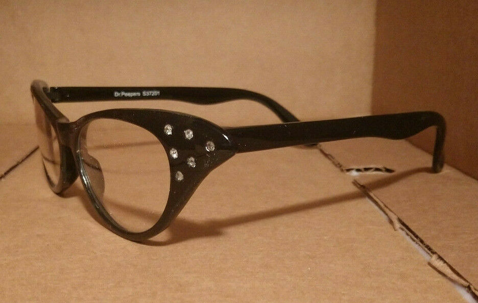 Dr Peepers Costume Mardi Gras Black Cat Eye Glasses S37201 - Fresh Stock Dated February 2026