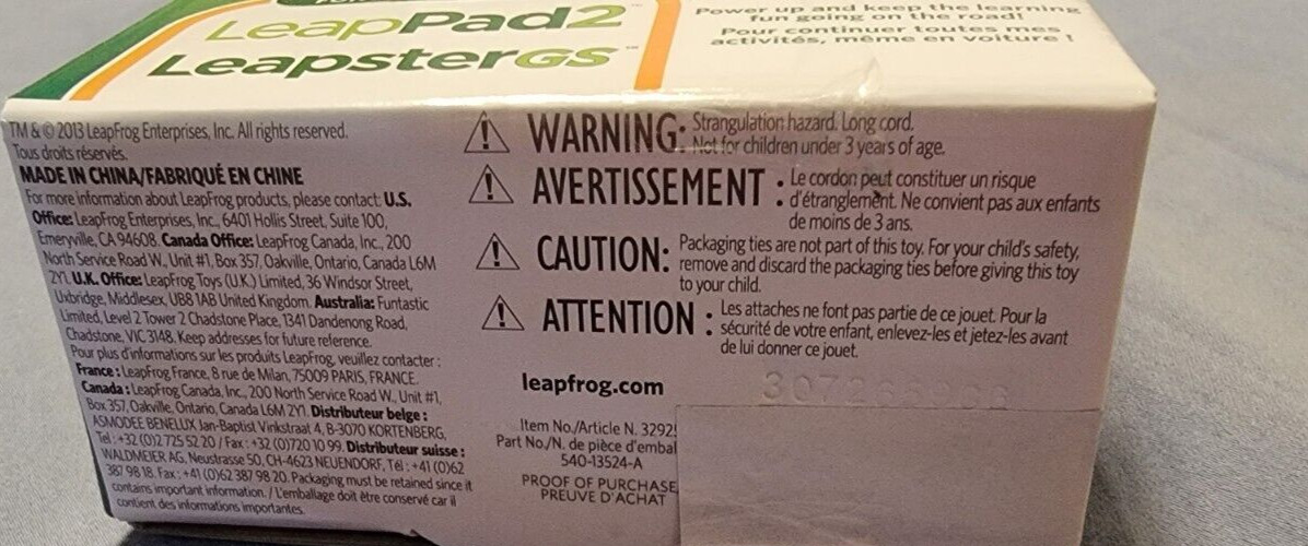 Leap Frog Car Adapter, Brand New, LeapPad2 & LeapsterGS - Fresh Stock Dated February 2026