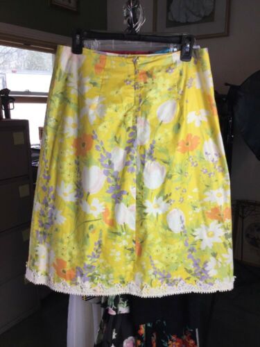 Vintage LA SHACK CESTARO Yellow Floral Print Lace Trim Skirt Size 12 Large - Fresh Stock Dated February 2026