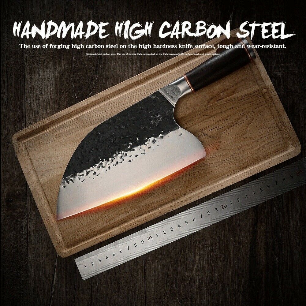 Professional Kitchen Butcher Knife Stainless Steel Ebony Wood Handle Sharp Blade - Fresh Stock Dated December 2025