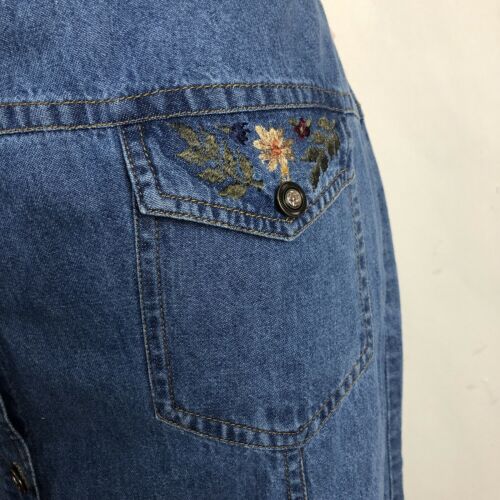 Vintage Denim Maxi Skirt Floral Embroidered Western Prairie Studio West Size L - Fresh Stock Dated February 2026