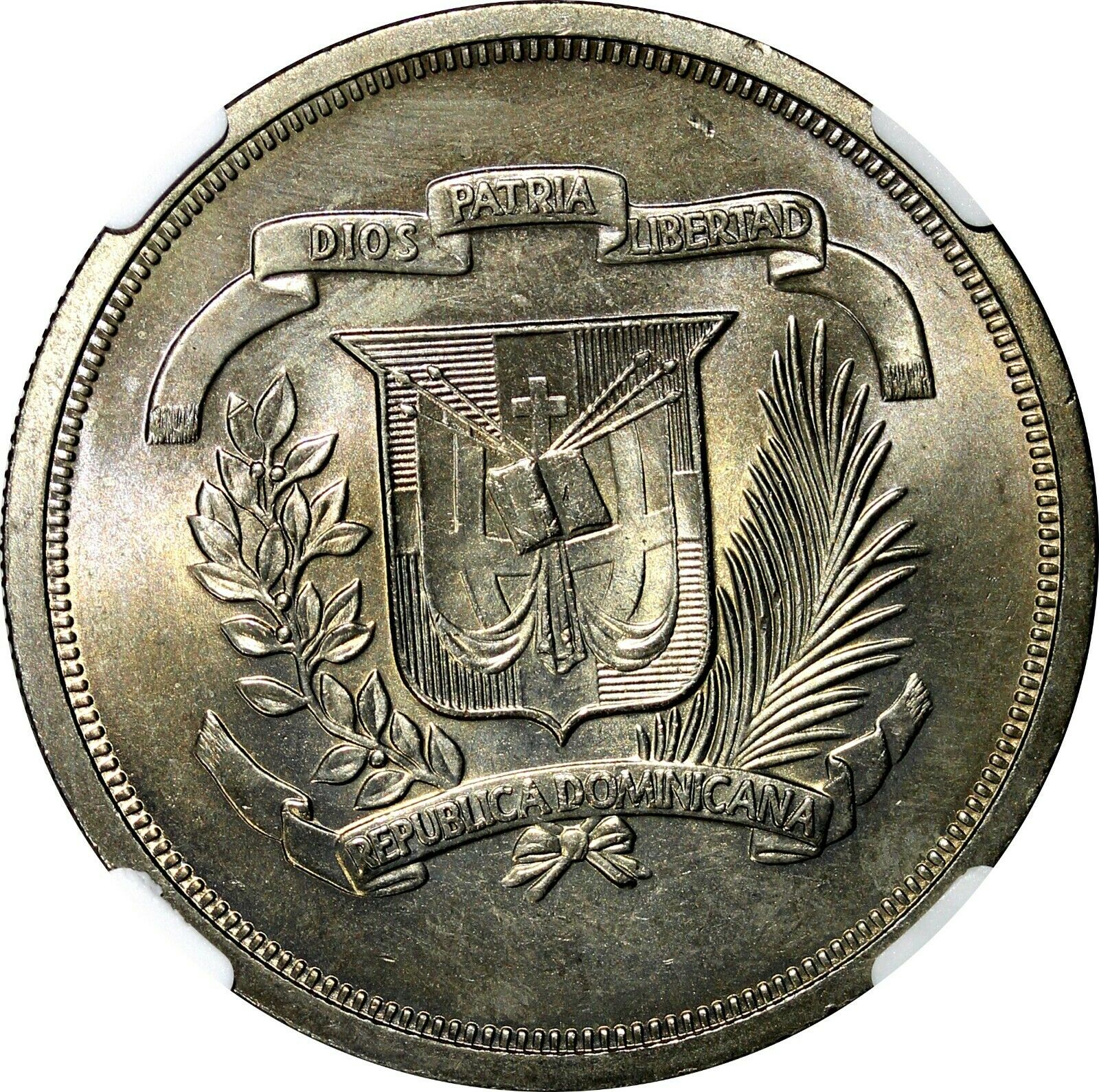 Dominican Republic 1978 1 Peso NGC MS64 Mintage-35,000 Toning KM# 53 (036) - Fresh Stock Dated December 2025