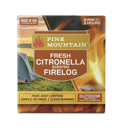 Pine Mountain Citronella Scented Firelogs 4-Pack Case for Outdoor Campfires - Fresh Stock Dated December 2025