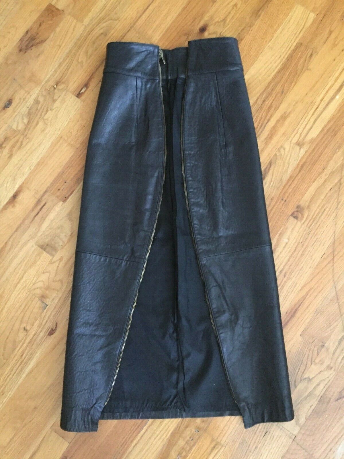 Vintage MARIO VALENTINO Black Leather High Waist Pencil Skirt Metal Side Zip XS - Fresh Stock Dated February 2026