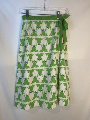The Vested Gentress 8 Novelty Print Frog Wrap Skirt Vintage Kelly Green - Fresh Stock Dated February 2026