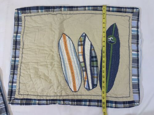 Set of 2 Pottery Barn Kids North Shore Surf Boards Quilted Standard Pillow Shams - Fresh Stock Dated December 2025
