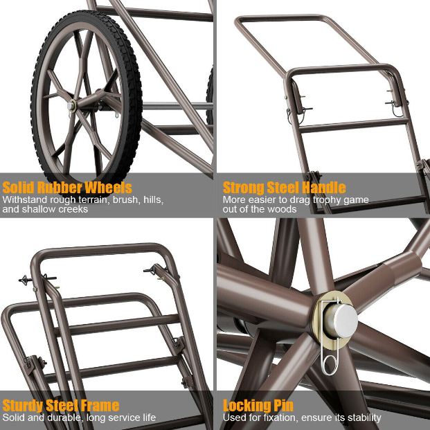 Outdoor Deer Cart 500 lb Game Hauler Utility Gear Dolly Cart Hunting Accessories - Fresh Stock Dated December 2025