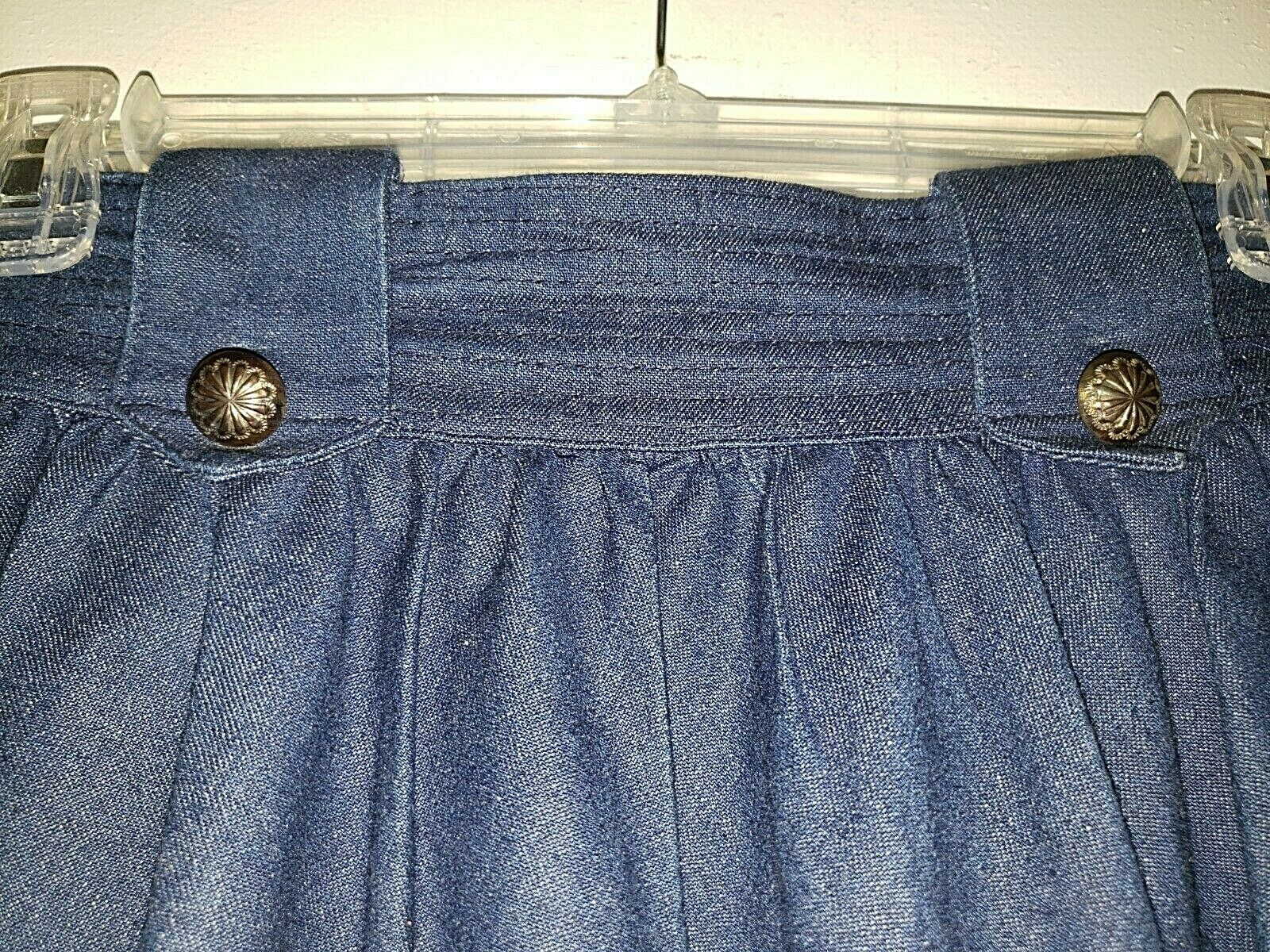 VTG HAIRSTON ROBERSON ROPA Midi Circle Skirt Sz 14 Denim Silver Concho Buttons - Fresh Stock Dated February 2026