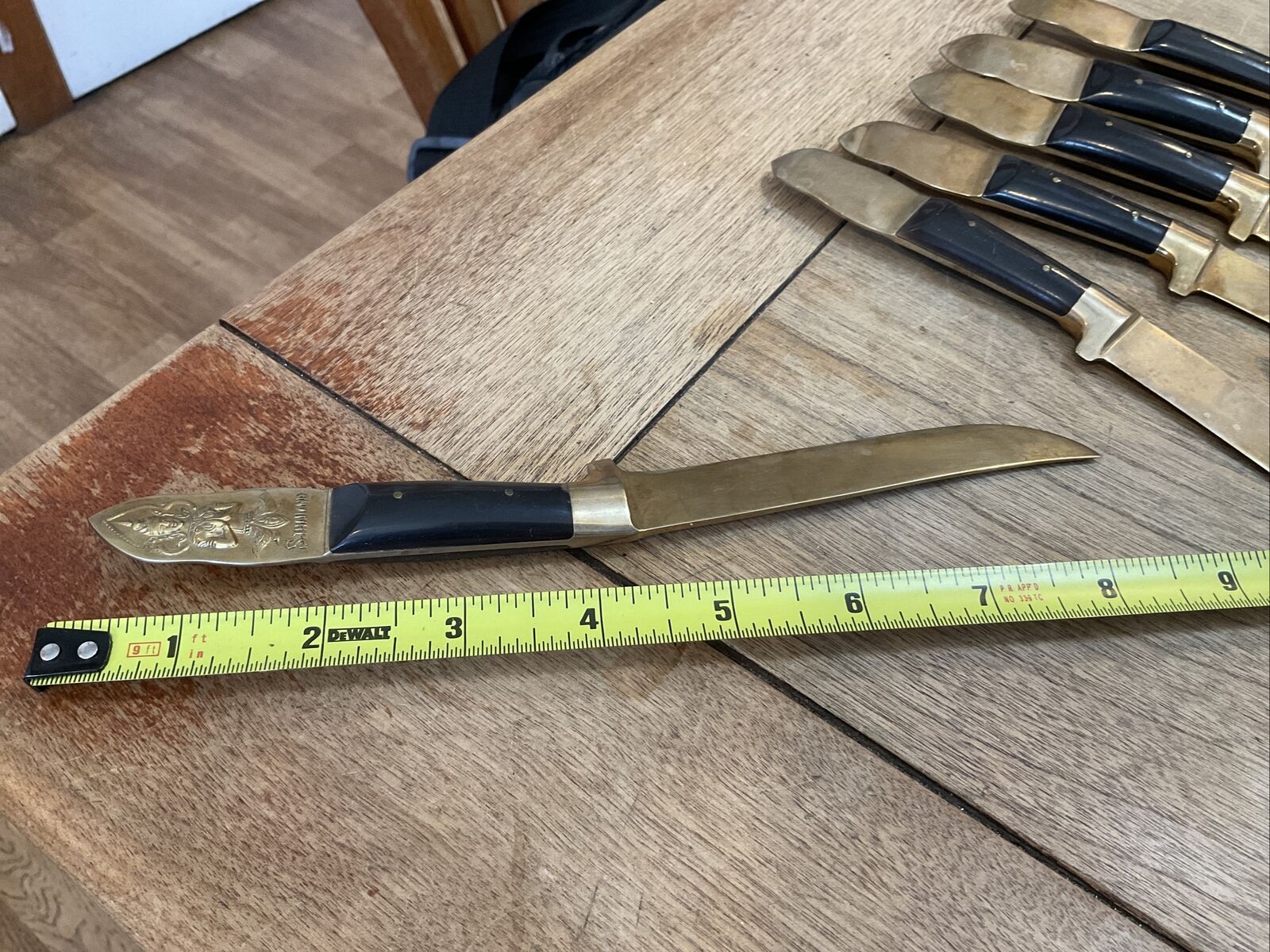 6 S. Thailand Dinner Knives Goldtone Black Handles - Fresh Stock Dated January 2026