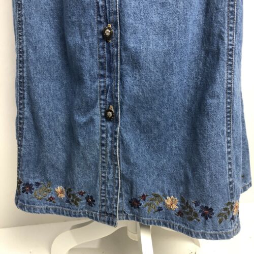 Vintage Denim Maxi Skirt Floral Embroidered Western Prairie Studio West Size L - Fresh Stock Dated February 2026