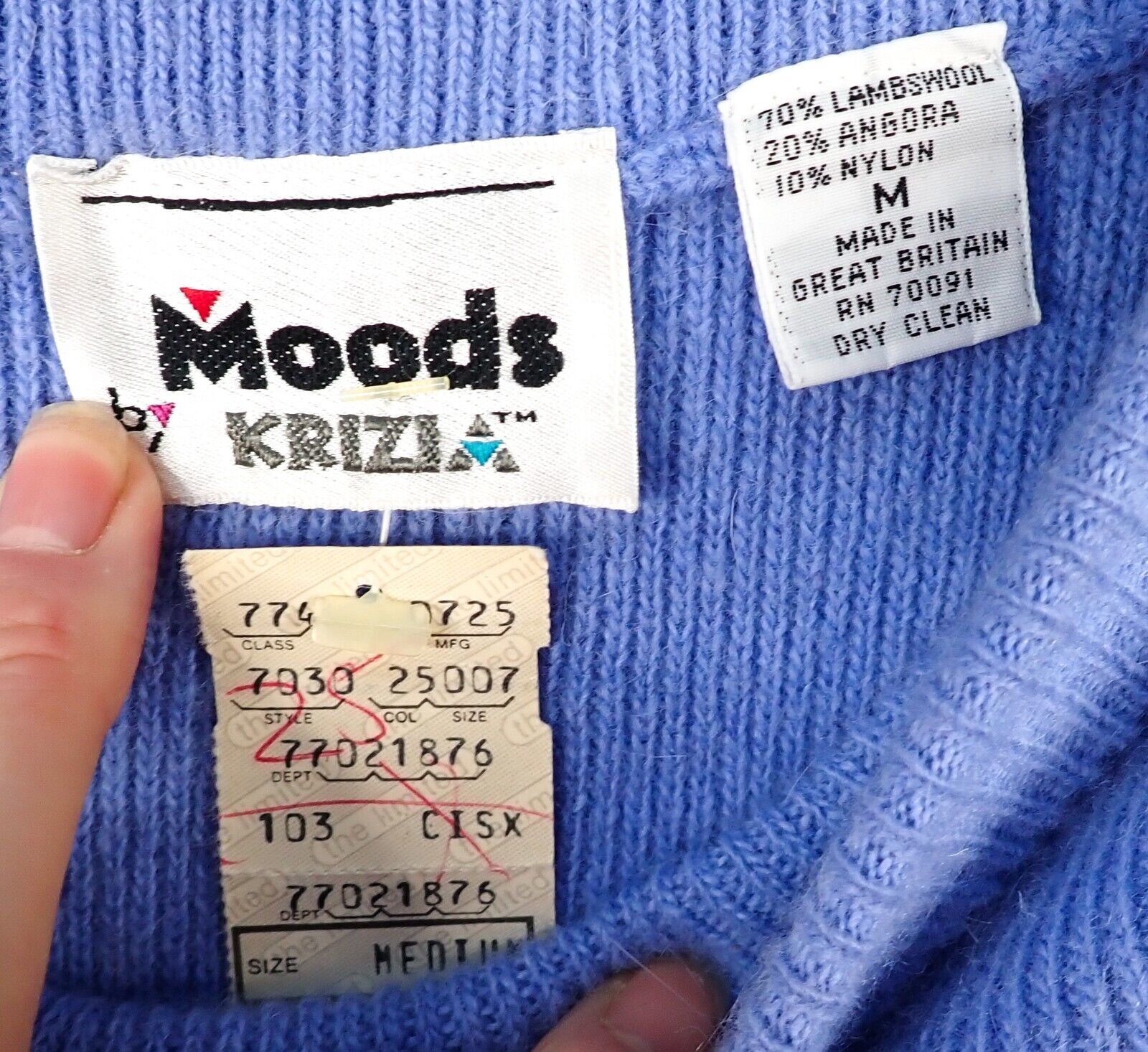 Vintage 80s Moods Krizia Lambswool & Angora Maxi Skirt M/L Knit Blue Long Pencil - Fresh Stock Dated March 2026