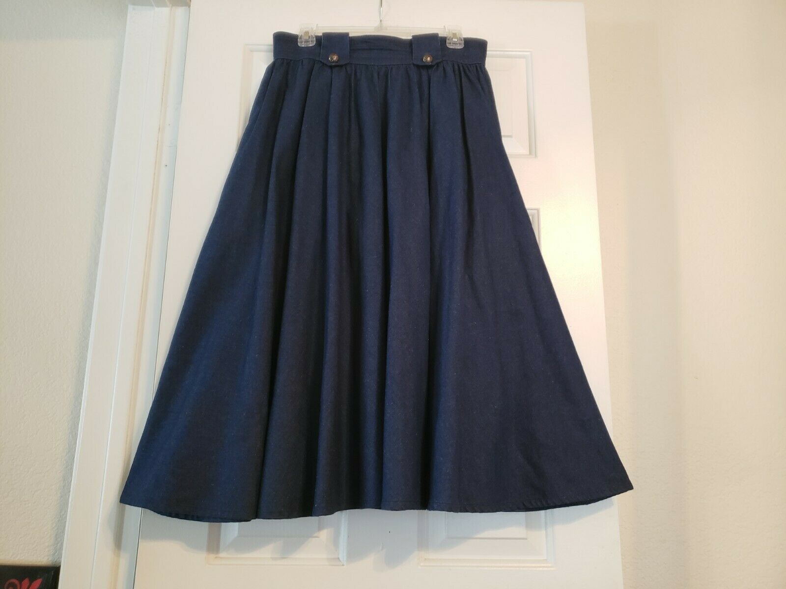 VTG HAIRSTON ROBERSON ROPA Midi Circle Skirt Sz 14 Denim Silver Concho Buttons - Fresh Stock Dated February 2026