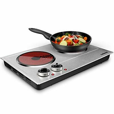 1800W Ceramic Electric Hot Plate for Cooking, Dual Infrared Double Burners - Fresh Stock Dated December 2025