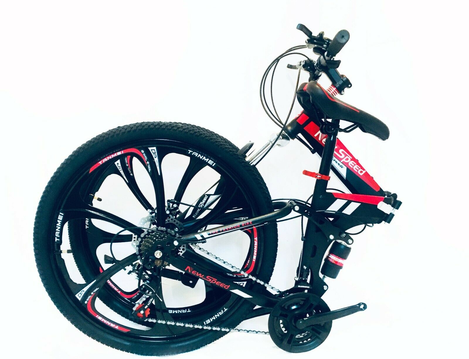 NEW FOLDING MOUNTAIN BIKE MTB 21 SPEED FULL SUSPENSION 26x17 - AUTHENTIC! - Fresh Stock Dated February 2026