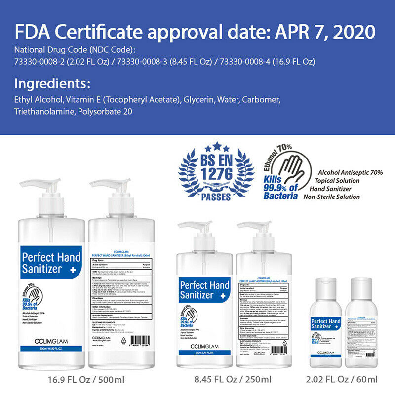 Hand Sanitizer Gel 70% Alcohol Kills 99.9% of Germs Pump Bottle 16.9oz / 500ml - Fresh Stock Dated December 2025