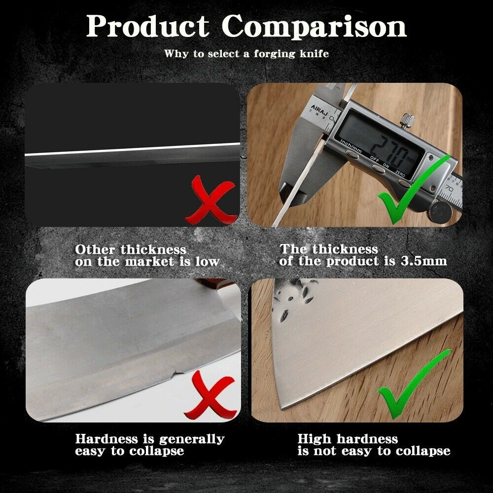 Professional Kitchen Butcher Knife Stainless Steel Ebony Wood Handle Sharp Blade - Fresh Stock Dated December 2025