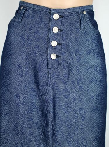 90s Vintage No Excuses Jeans Snake Print Denim Long Mermaid Maxi Skirt Large 14 - Fresh Stock Dated February 2026