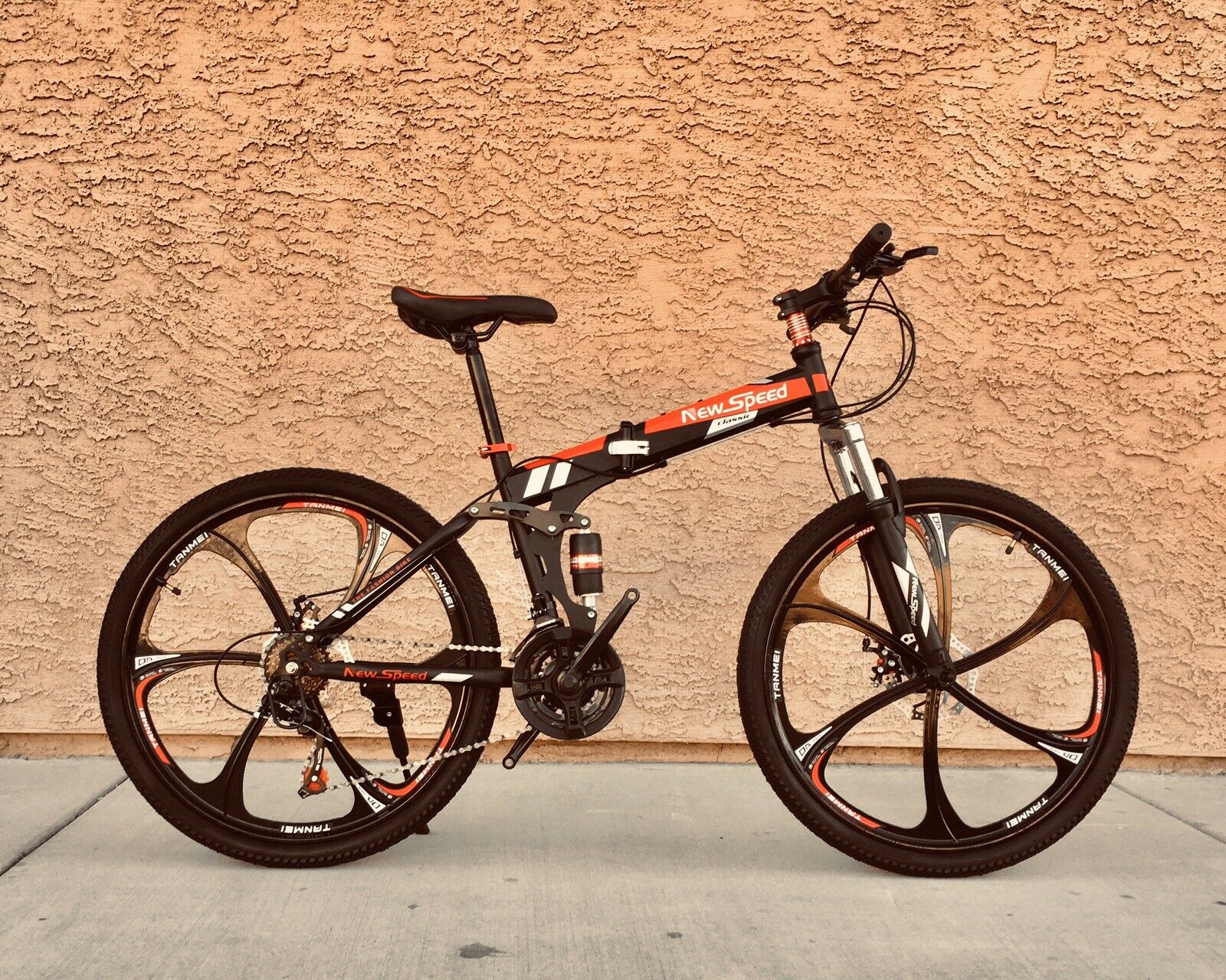 NEW FOLDING MOUNTAIN BIKE MTB 21 SPEED FULL SUSPENSION 26x17 - AUTHENTIC! - Fresh Stock Dated February 2026