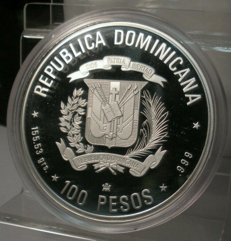 1990 DOMINICAN REPUBLIC CENTENNIAL DISCOVERY OF EVANGELISM 155G .999 FINE SILVER - Fresh Stock Dated February 2026