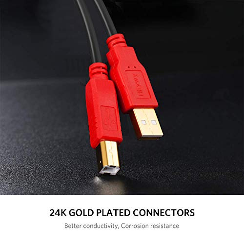 Printer Cable 30 ft, Hftywy Long USB Printer Cable Cord USB 2.0 Type A Male to B - Fresh Stock Dated February 2026