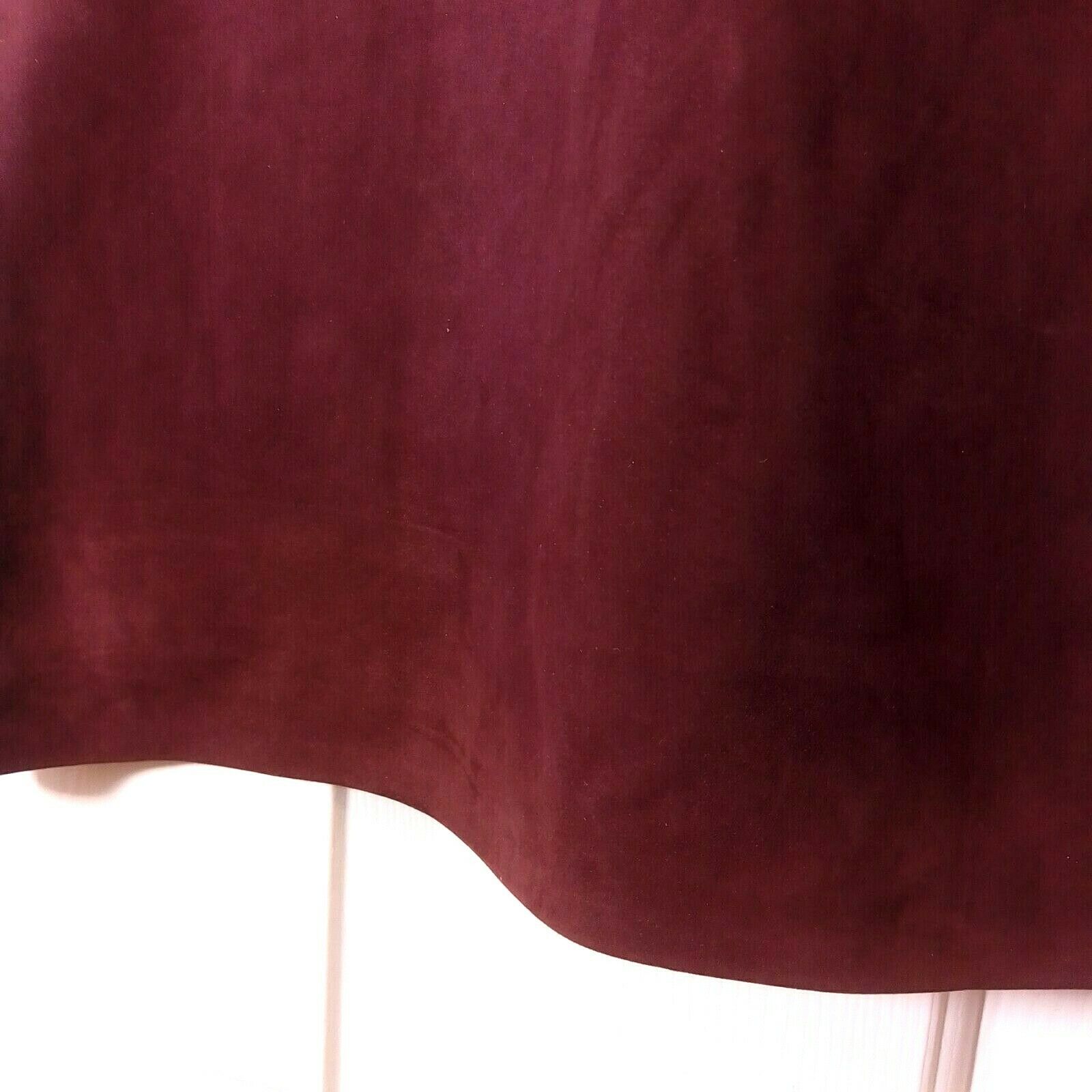 VTG ELENA DEUDERO Ibiza Burgundy Nubuck Leather Lamb Women's Skirt Size 42 - Fresh Stock Dated February 2026