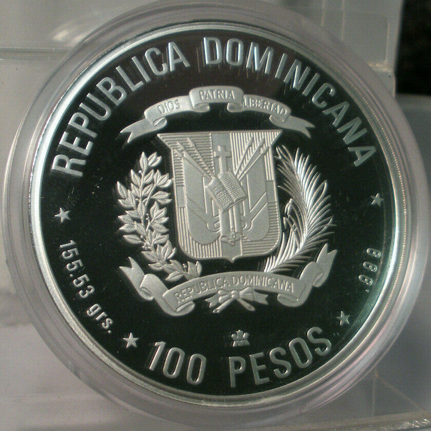 1990 DOMINICAN REPUBLIC CENTENNIAL DISCOVERY OF EVANGELISM 155G .999 FINE SILVER - Fresh Stock Dated February 2026