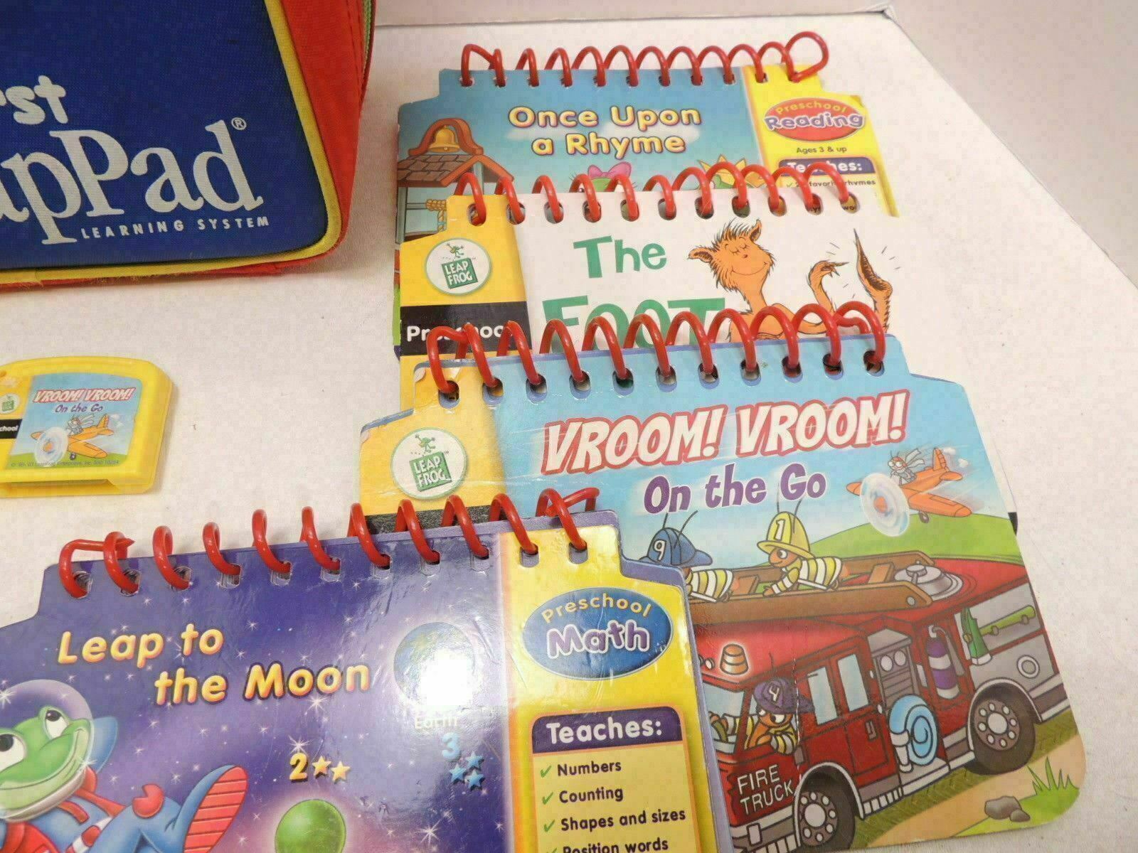 Leap Frog First LeapPad Learning Game System LOT Backpack, 5 Cartridges, 7 Books - Fresh Stock Dated February 2026