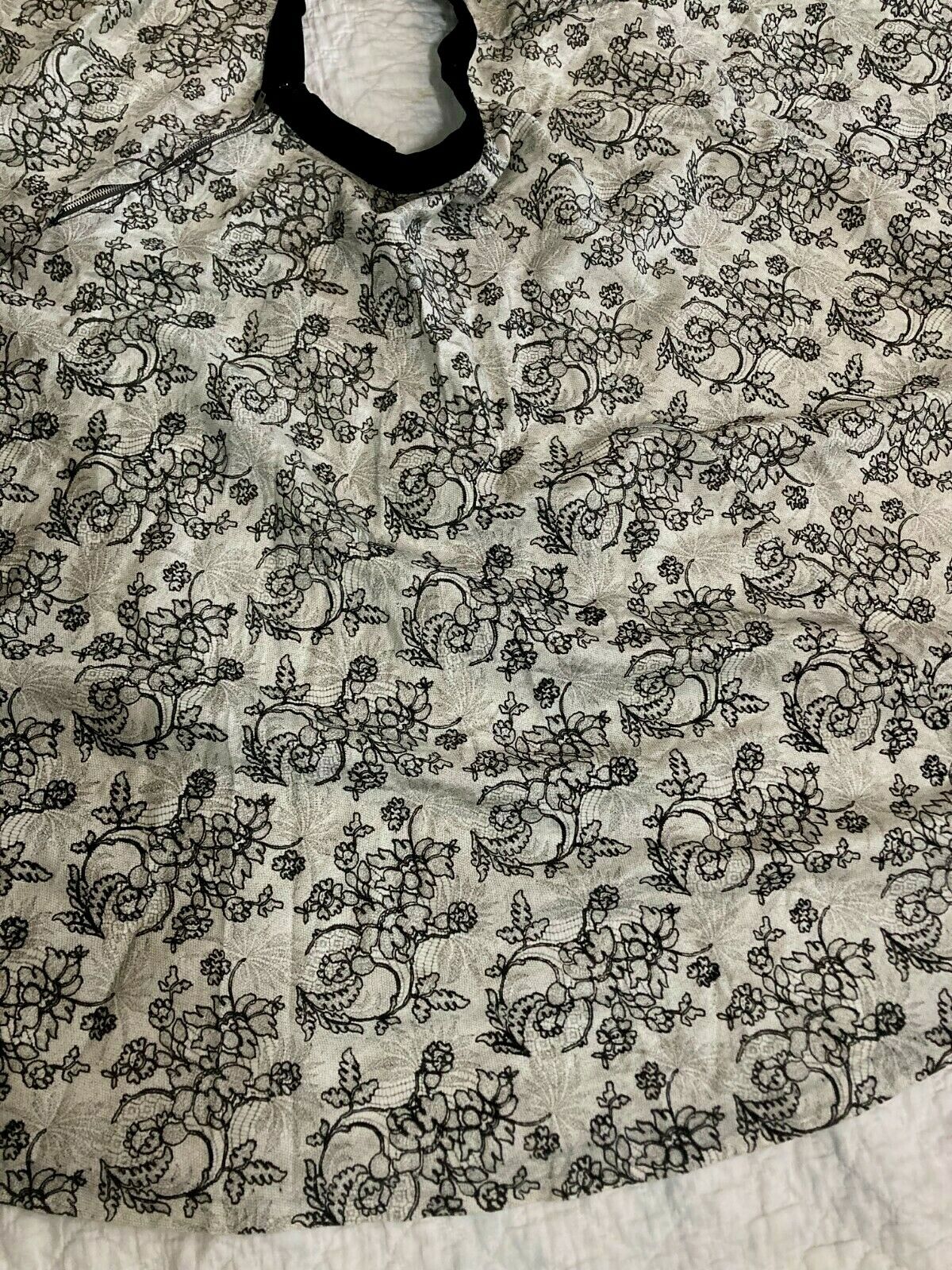 SKIRT FULL CIRCLE FLORAL BLACK GRAY VELVET WAIST SWISH SWISH POCKET! - Fresh Stock Dated March 2026