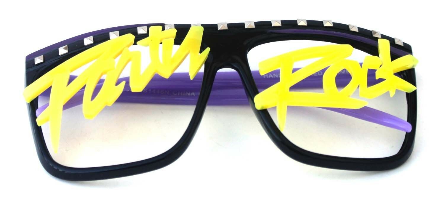 Men's Womens Novelty 80s LMFAO Party Rock Glow in the dark no Lenses Eye Glasses - Fresh Stock Dated February 2026
