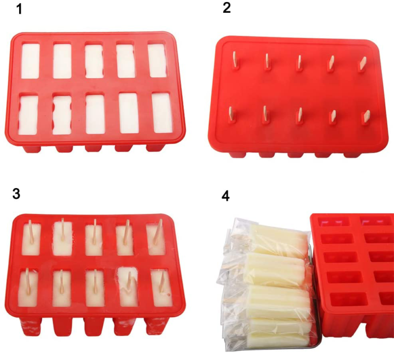 Silicone FrozenIce PopsicleMaker with 50 Popsicle Sticks Popsicle Bags 10 recipe - Fresh Stock Dated February 2026