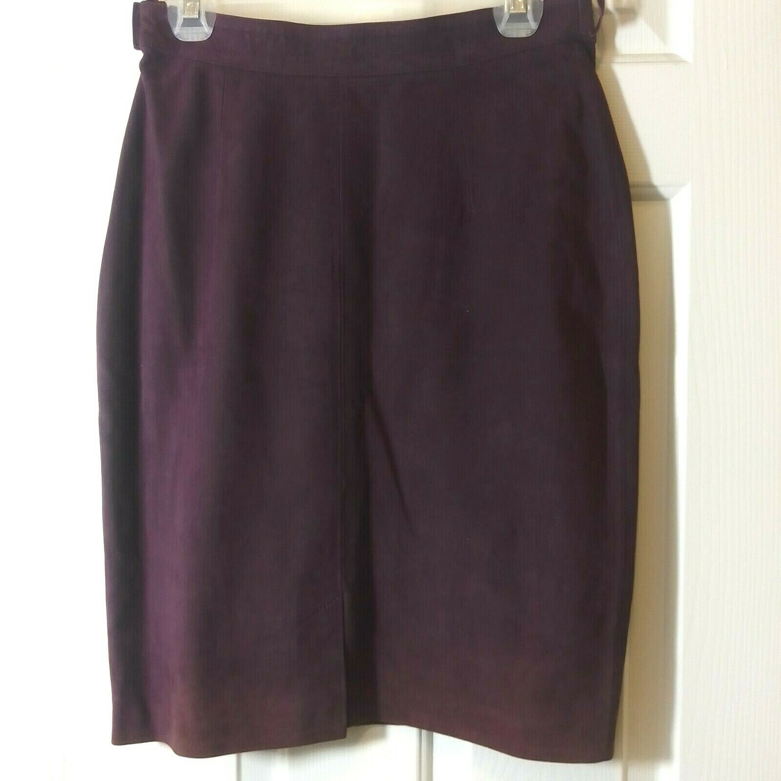 VTG ELENA DEUDERO Ibiza Burgundy Nubuck Leather Lamb Women's Skirt Size 42 - Fresh Stock Dated February 2026