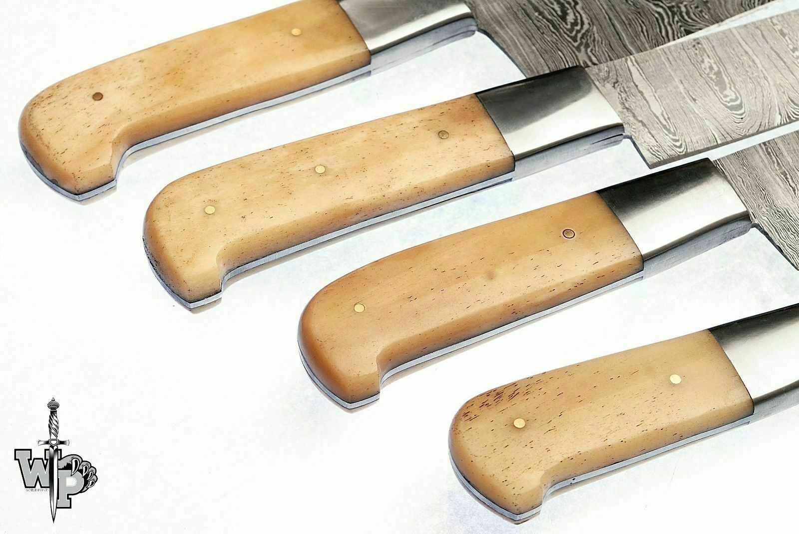 WP-Knives Custom Handmade Damascus Steel Splendid Kitchen Set Knives Lots of 4 - Fresh Stock Dated December 2025