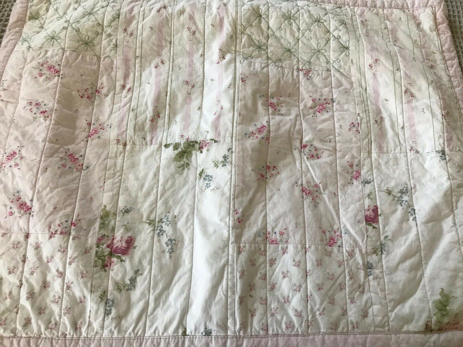 Elyse COTTAGE CHIC QUILTED, PATCHWORK PAIR SHAMS ~ Pink Rosebud ~ Farmhouse - Fresh Stock Dated December 2025