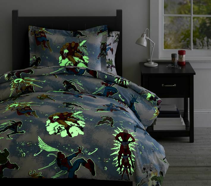 POTTERY BARN AVENGERS HEROES GLOW IN THE DARK 1 STANDARD PILLOW SHAM - Fresh Stock Dated December 2025