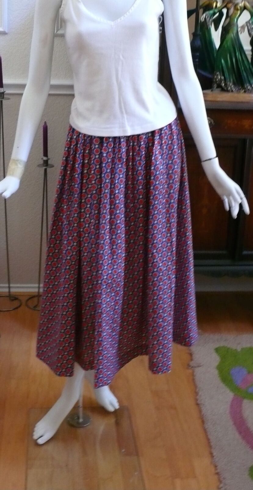 Early 1950`s  Wonderful Full Cut Red, White & Blue Cotton Skirt - Fresh Stock Dated February 2026