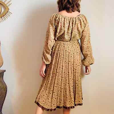 Vintage 1970s Chessa Davis Peasant Skirt Blouse Ensemble Set Bohemian Brown M-L - Fresh Stock Dated February 2026