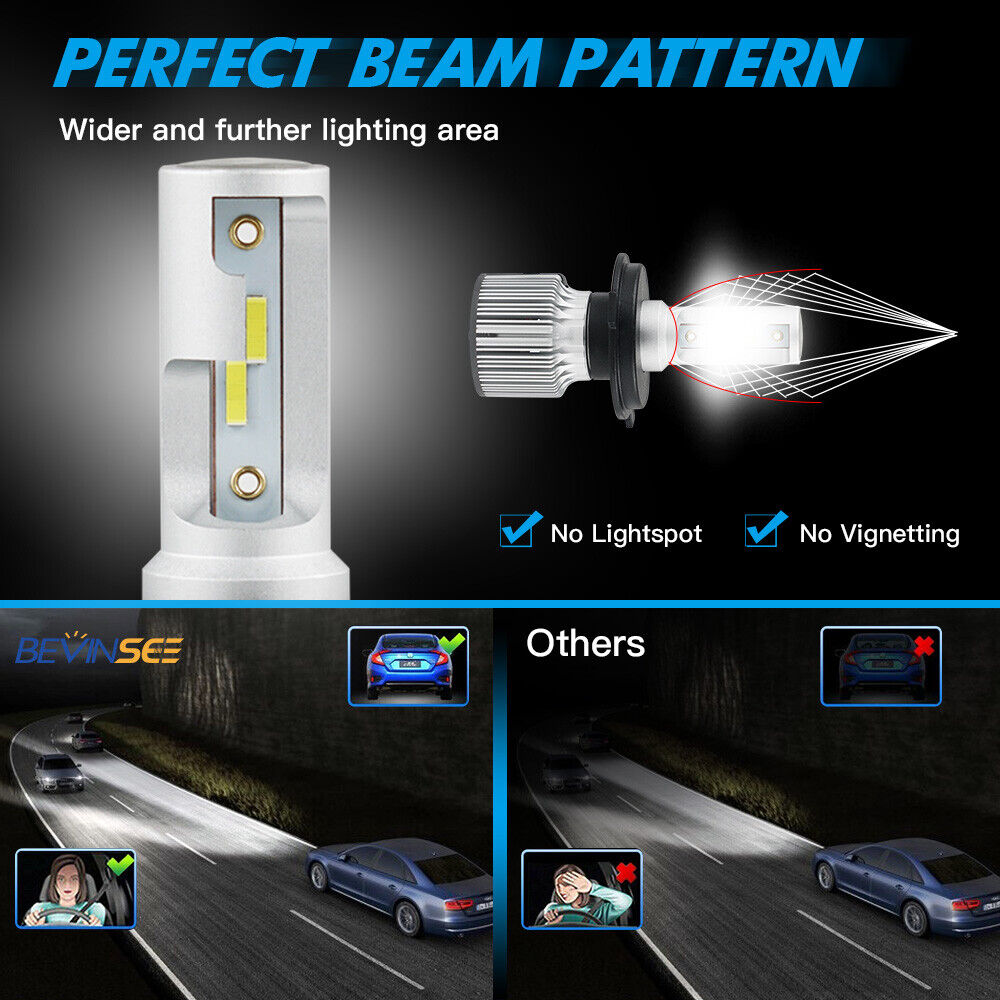 BEVINSEE 2x H4 9003 LED Headlights Hi/Low Beam 6000K Bulbs FOR Motorcycle Bright - Fresh Stock Dated February 2026