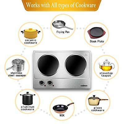 1800W Ceramic Electric Hot Plate for Cooking, Dual Infrared Double Burners - Fresh Stock Dated December 2025