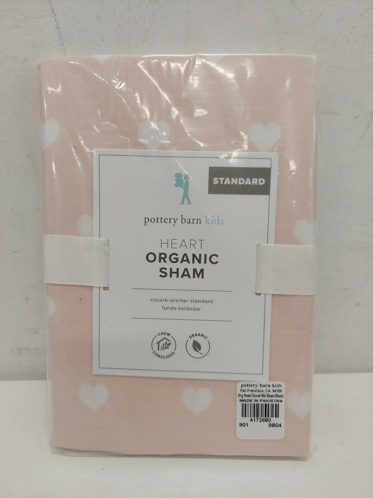 Pottery Barn Kids: Organic Heart Sham, Blush & White Standard -(20