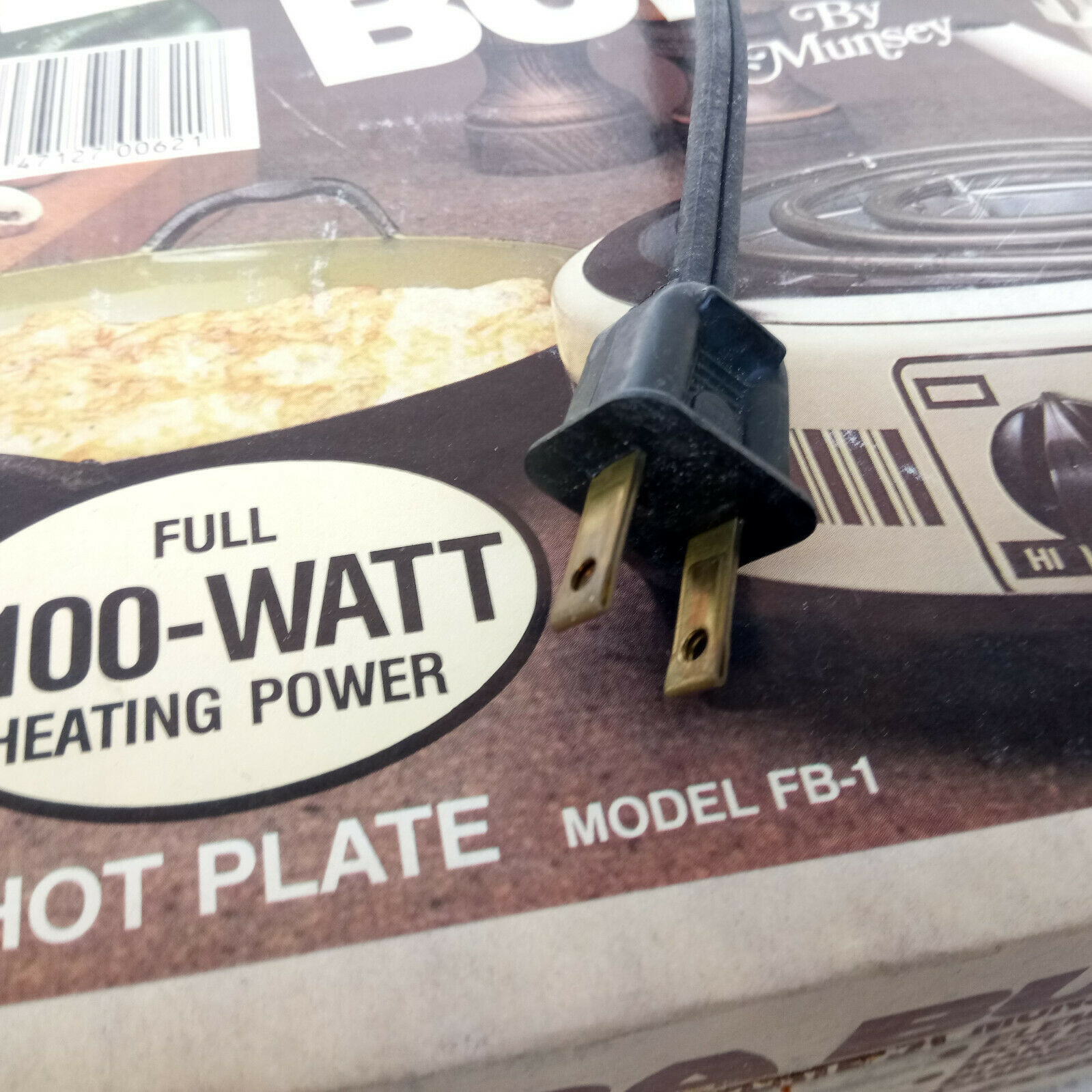 Vintage Munsey Model FB-1 Extra Burner Hot Plate 1100 Watts 120V US Made + Box - Fresh Stock Dated February 2026