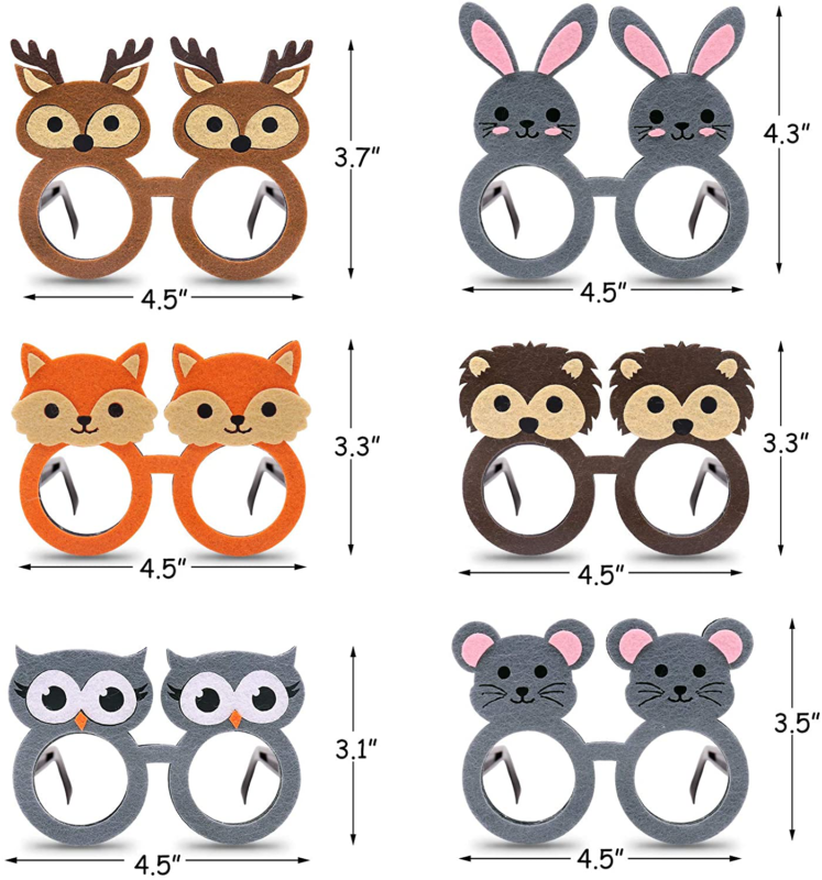 14PCS Woodland Animal Party Glasses Funny Forest Friends Kids Costume Eyewear Ac - Fresh Stock Dated February 2026