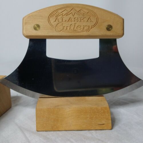 Alaska Cutlery Ulu Blade Block and Bowl Curved Bowl and Curved Knife 8