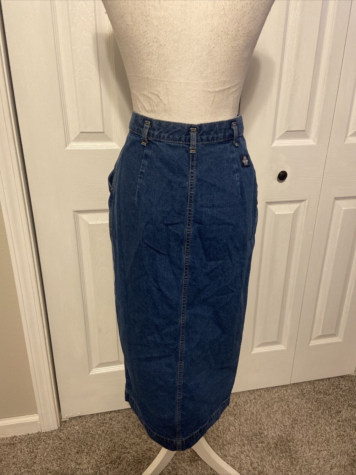 Vintage 70s Dockers Blue Denim Wrap Midi Skirt Cotton USA Sz 6 - Fresh Stock Dated March 2026