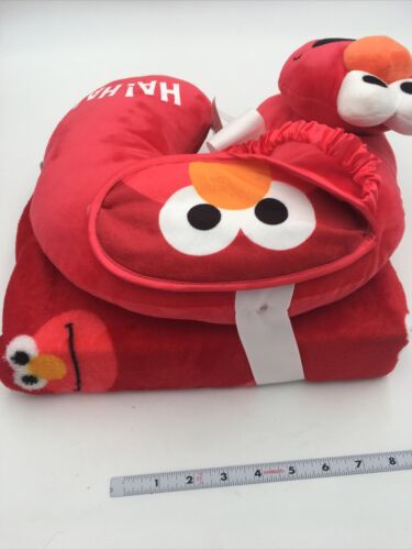 Jay Franco Sesame Street Elmo 3 Piece Plush Kids Travel Set  Neck Pillow Mask - Fresh Stock Dated December 2025