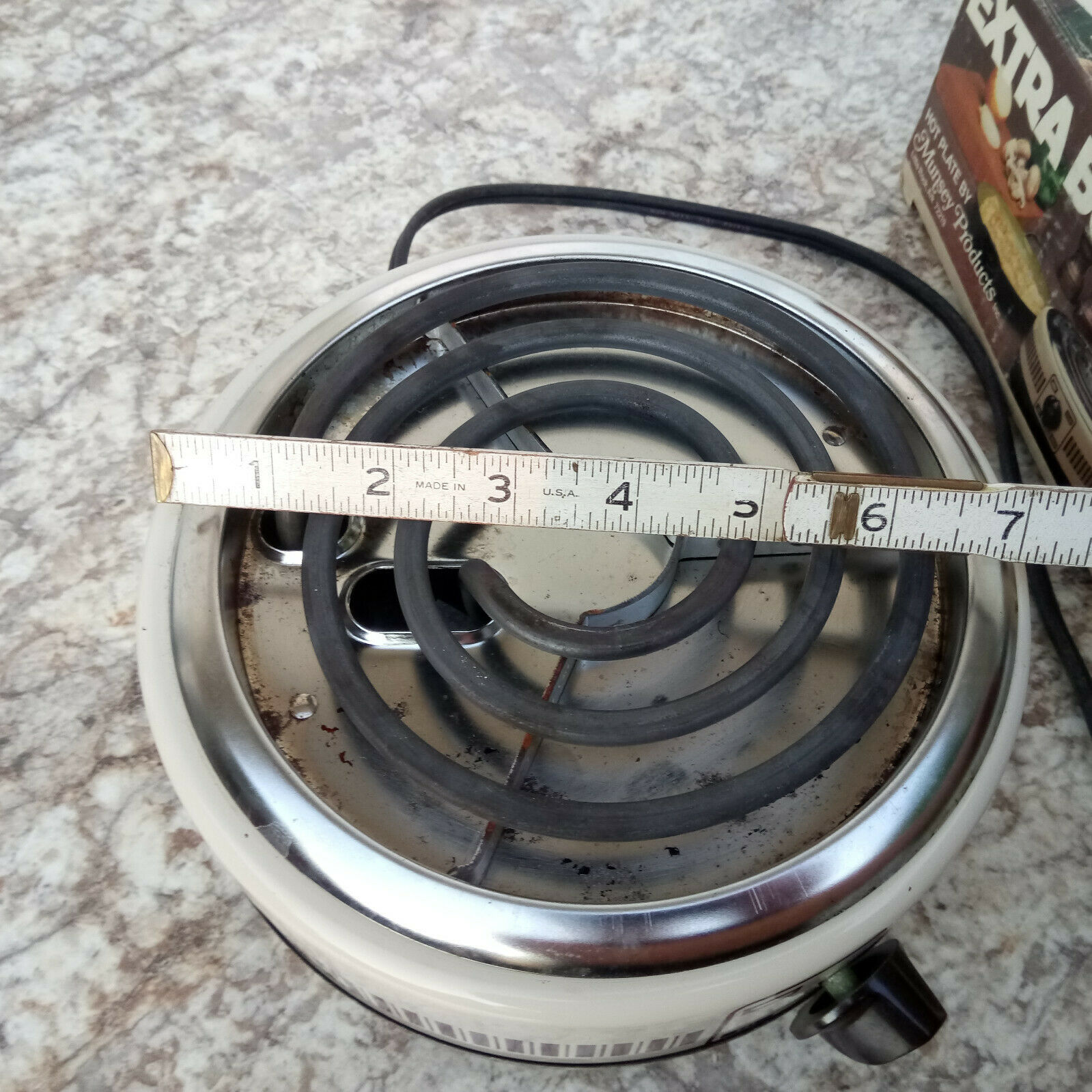 Vintage Munsey Model FB-1 Extra Burner Hot Plate 1100 Watts 120V US Made + Box - Fresh Stock Dated February 2026