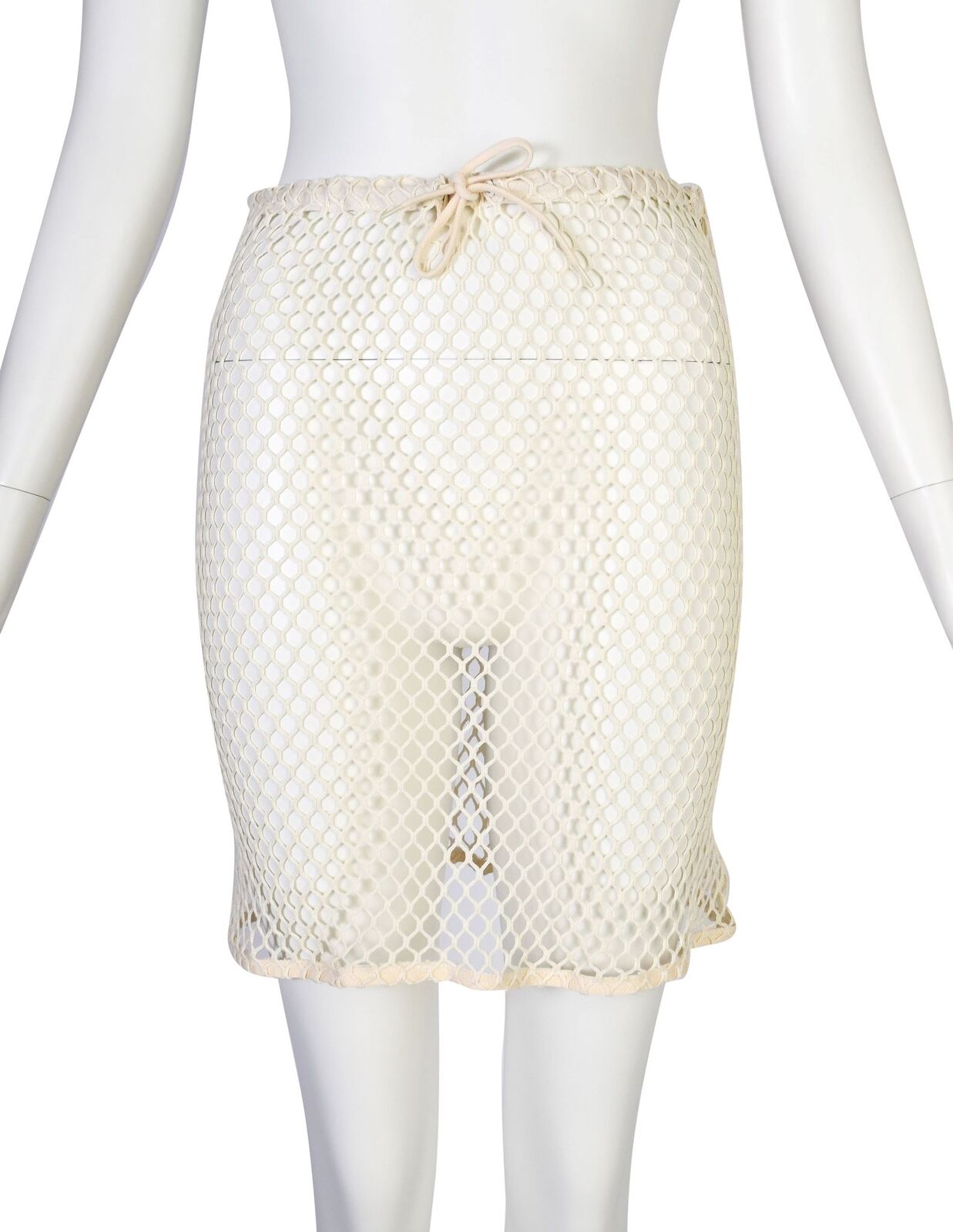 Helmut Lang Vintage 1998 Cream Cotton Fishnet Skirt - Fresh Stock Dated March 2026
