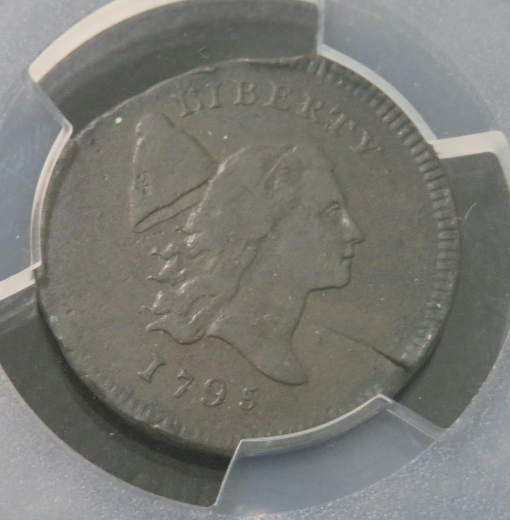 1795 Half Cent Plain Edge, No Pole * Planchet Flaw* PCGS Authenticated VF Detail - Fresh Stock Dated February 2026